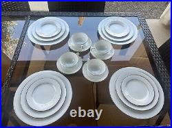 Noritake Envoy Dinnerware 20- Piece Set, 4 Place Settings, Silver Trim, Elegant