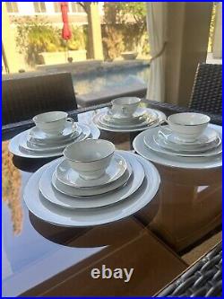 Noritake Envoy Dinnerware 20- Piece Set, 4 Place Settings, Silver Trim, Elegant