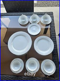 Noritake Envoy Dinnerware 30-Piece Set, 6 Place Settings, Silver Trim, Elegant
