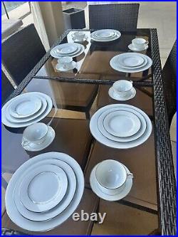 Noritake Envoy Dinnerware 30-Piece Set, 6 Place Settings, Silver Trim, Elegant