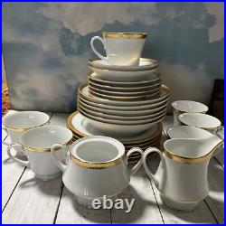 Noritake Essex Gold 26 Pcs Salad, Bowl Creamer Cup&Saucer Sets EUC