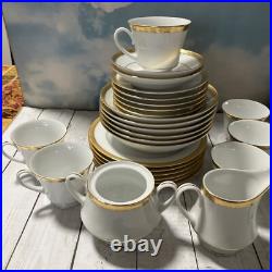 Noritake Essex Gold 26 Pcs Salad, Bowl Creamer Cup&Saucer Sets EUC