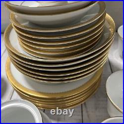 Noritake Essex Gold 26 Pcs Salad, Bowl Creamer Cup&Saucer Sets EUC