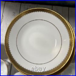 Noritake Essex Gold 26 Pcs Salad, Bowl Creamer Cup&Saucer Sets EUC