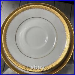 Noritake Essex Gold 26 Pcs Salad, Bowl Creamer Cup&Saucer Sets EUC
