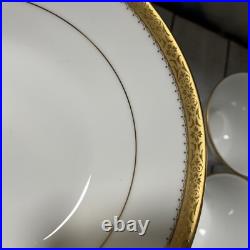 Noritake Essex Gold 26 Pcs Salad, Bowl Creamer Cup&Saucer Sets EUC