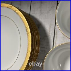 Noritake Essex Gold 26 Pcs Salad, Bowl Creamer Cup&Saucer Sets EUC