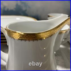 Noritake Essex Gold 26 Pcs Salad, Bowl Creamer Cup&Saucer Sets EUC