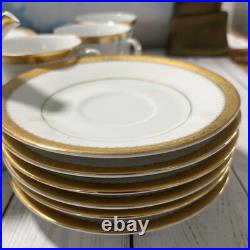 Noritake Essex Gold 26 Pcs Salad, Bowl Creamer Cup&Saucer Sets EUC