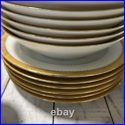 Noritake Essex Gold 26 Pcs Salad, Bowl Creamer Cup&Saucer Sets EUC