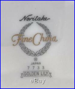Noritake Fine China Golden Lily 7733 Dinner Plates 10 5/8 Set Of 8