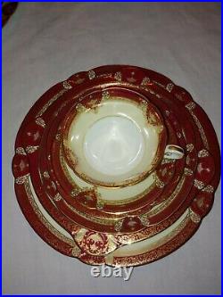 Noritake Fine China Graceland Service For 8 Settings Of 6pc 54 Pc Set Red & gold
