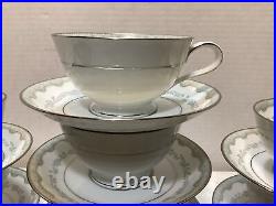 Noritake Fine China Margaret 6243 2.25 Footed Cups withSaucers 14 Sets