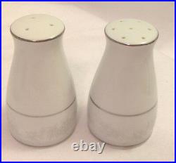 Noritake Fine China Salt & Pepper Shaker Set #2883 White Gray Floral Rim Ec