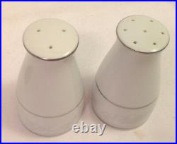 Noritake Fine China Salt & Pepper Shaker Set #2883 White Gray Floral Rim Ec