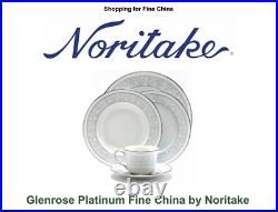 Noritake Glenrose Platinum Fine China 5pc place setting