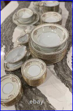 Noritake Gold Encrusted Japan 5481 Bancroft China Full Dinning Set 86 Pieces