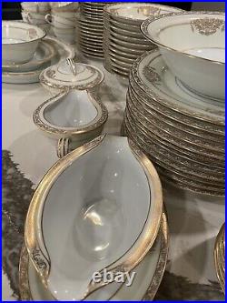 Noritake Gold Encrusted Japan 5481 Bancroft China Full Dinning Set 86 Pieces