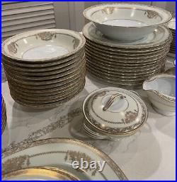 Noritake Gold Encrusted Japan 5481 Bancroft China Full Dinning Set 86 Pieces