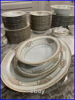 Noritake Gold Encrusted Japan 5481 Bancroft China Full Dinning Set 86 Pieces
