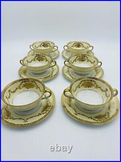 Noritake Gold Queen 7293 Round Bread Soup Bowl Plate Cream Gold Encrust Set of 6