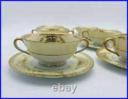 Noritake Gold Queen 7293 Round Bread Soup Bowl Plate Cream Gold Encrust Set of 6