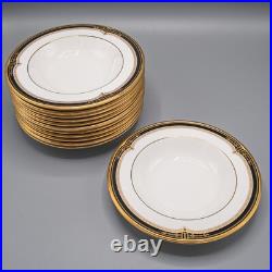 Noritake Gold and Sable Rimmed Soup Bowl Plates 8 1/2 Set of 12