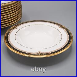 Noritake Gold and Sable Rimmed Soup Bowl Plates 8 1/2 Set of 12