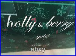 Noritake Holly and Berry Gold 39 pcs set NWT Christmas Holiday MINT