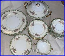 Noritake INGRAM 29 Piece Pink Rose Sprays Green Turquoise Fine China Japan VTG