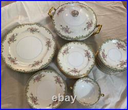 Noritake INGRAM 29 Piece Pink Rose Sprays Green Turquoise Fine China Japan VTG