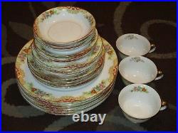 Noritake Imperial China 23-Piece Floral Pattern Set 20 Plates 3 Cups Red/Gold NM