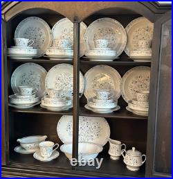 Noritake Ivory China #7164 Serene Garden 8-7PPS +Extras Blue White Floral 61Pcs