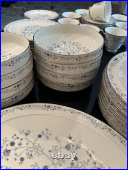 Noritake Ivory China #7164 Serene Garden 8-7PPS +Extras Blue White Floral 61Pcs