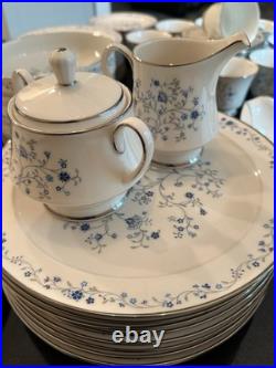 Noritake Ivory China #7164 Serene Garden 8-7PPS +Extras Blue White Floral 61Pcs
