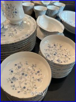 Noritake Ivory China #7164 Serene Garden 8-7PPS +Extras Blue White Floral 61Pcs