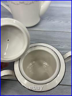 Noritake Ivory China 7571 Irene Tea Coffee Serving Set Teapot Cream Sugar