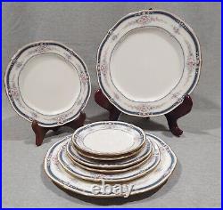 Noritake Ivory China Blue AUBURNDALE Set of 8 2Dinner 2Salad 2Bread 2Saucers