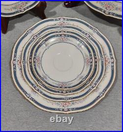 Noritake Ivory China Blue AUBURNDALE Set of 8 2Dinner 2Salad 2Bread 2Saucers