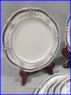 Noritake Ivory China Blue AUBURNDALE Set of 8 2Dinner 2Salad 2Bread 2Saucers