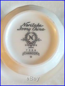 Noritake Ivory China Chandon Gold Rim #7306 Coffee & Dessert Set 16 Pieces