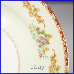 Noritake Japan Claudette Floral Porcelain Dinner Plates 1930s Vintage Set of 8