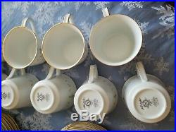 Noritake Japan Courtney 6520 China Set 59 Pieces White and Gold Scroll Filagree