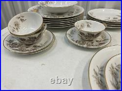 Noritake LASALLE 5142 Gray/ Brown Flowers and leaves, smooth EUC 38pc