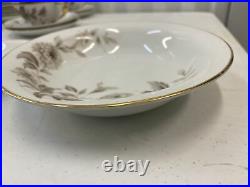 Noritake LASALLE 5142 Gray/ Brown Flowers and leaves, smooth EUC 38pc