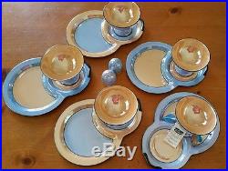Noritake Lustre China -Rare 10 Pc Snack set Blue And Gold Antique Hand Painted