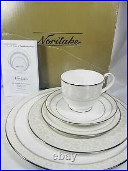 Noritake MONTVALE PLATINUM 5 PIECE PLACE SETTING Style 4807L White Bone China
