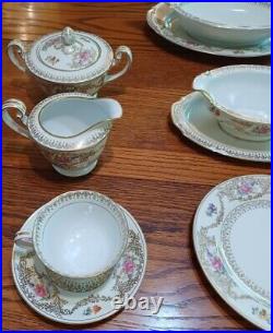 Noritake M Series China Sets and Serving Pieces 85 Pieces. Rose Pink and Gold