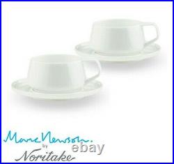 Noritake Marc Newson Collection Cup & Saucer Pair Set of 2 White Bone China