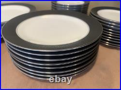Noritake Mirano Dinnerware Black Etched Floral Service For 8-10. Total 37 Pcs